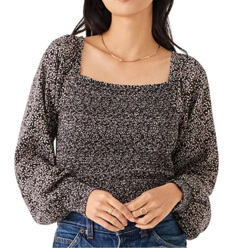 Faherty Beatrice Smocked top